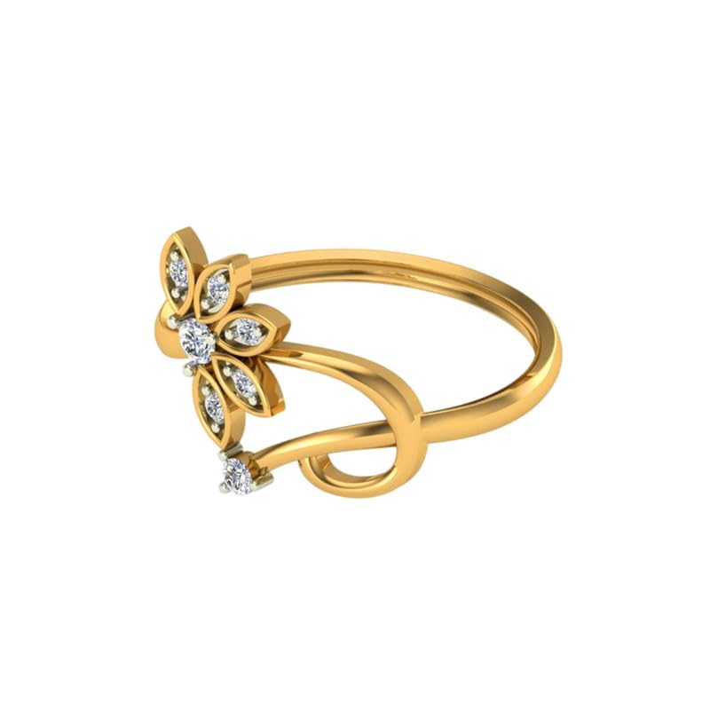Image of DISHIS 18K(750) /14K(585) Yellow Gold Diamond Flower Ring for Women