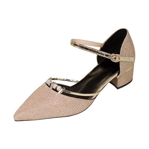 Escarpins à bout fermé pour femme avec talon bloc et bride réglable