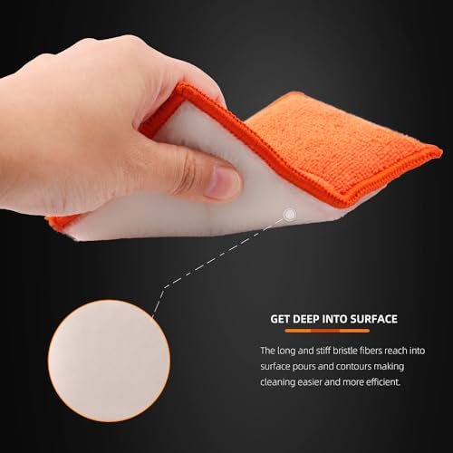 image for SPTA Car Interior Scrubbing Sponge, 8Pcs Microfiber Car Wax Applicator