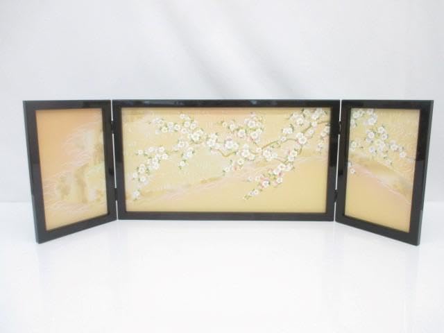 雛道具 屏風 桜桃 黒塗枠 12号 雛人形 ひな人形 お雛様 ひな祭り 節句人形