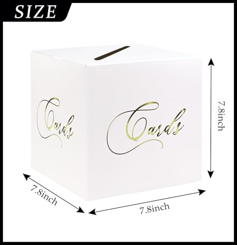 Image of White and Gold Card Box Gift Card Box Holder Envelope Box for Wedding Birthday Baby Shower Retirement Party Graduation Card Box