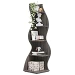 Tribesigns Corner Shelf, Modern 5-Tier Wall Corner Bookshelf, Stylish Corner Small Bookcase Storage Rack Plant Stand with Unique Shape for Living Room, Home Office, (1PC, Gray)