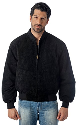 REED Men's Baseball Suede Leather Jacket (Imported) (XL, Black)