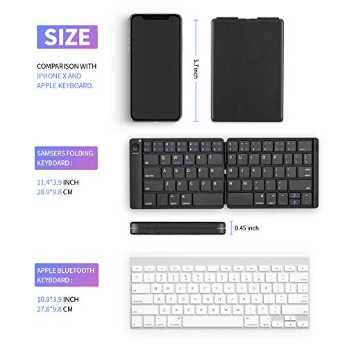 Samsers Foldable Bluetooth Keyboard - Portable Wireless Keyboard With Stand Holder, Rechargeable Full Size Ultra Slim Folding Keyboard Compatible Ios Android Windows Smartphone Tablet And Laptop-Black #TOP5