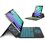 MePadKey英語配列キーボードケース iPad Mini 7 A17 Pro 第7世代(2024)/Mini 6 第6世代(2021) 8.3インチに対応。軽量、超薄型、全面保護、多角度調整、傷がつきにくい，磁気吸着ケース，Type-C充電機能、7色バックライト付きBluetoothタッチパッドキーボード付き多機能キー (US英語黒)