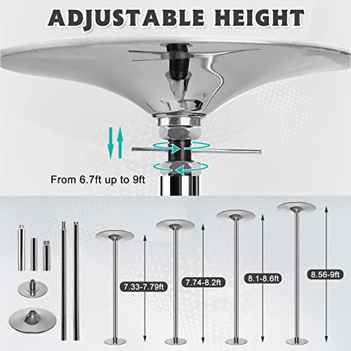 MOPHOTO Portable Removable Home Dancing Pole, Professional Spinning Static Dance Pole for Club Party, Equipment Fitness Pole Kit for Beginner with Load Capacity 400 LBS