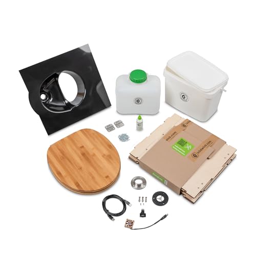 Kildwick EasyLoo Bausatz Campingtoilette/Komposttoilette, Trockentoilette, robust, Keine Chemie - kein Wasser, autark (mit 5V Lüfter, schwarz)