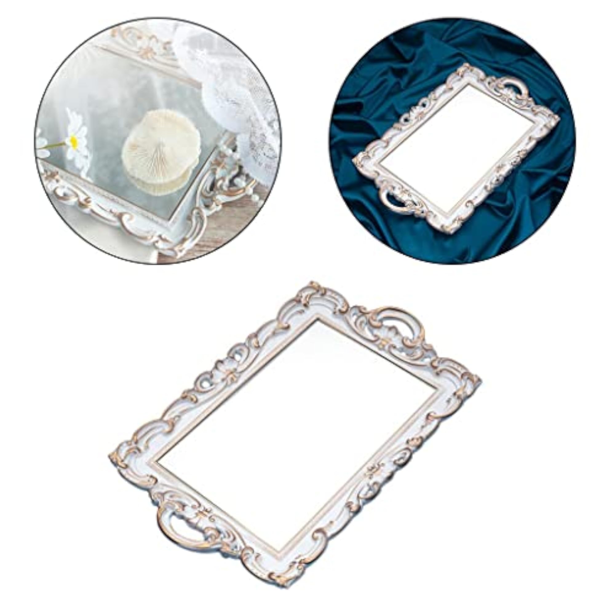 Nordic Retro Mirror Plate Decorative Tray for Home