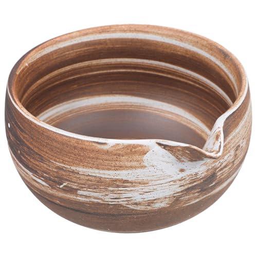 HIAKDOFT セラミック抹茶碗 注ぎ口付き 茶用多用途茶器 和風抹茶茶道 自宅用茶碗 茶やサラダにも対応