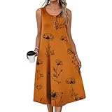 Women Round Neck Loose Fit Sundress Button Down Sleeveless Dresses Casual A Line 2026 Summer Dress with Pockets