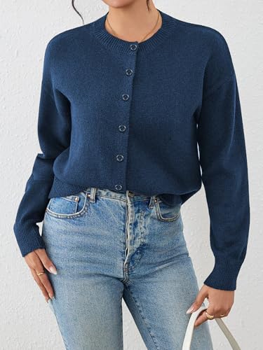 Image of Ibeauti Cropped Cardigan Sweaters for Women 2026 Trendy Spring Y2k Outfit Long Sleeve Button up Open Front Short Knit Sweater