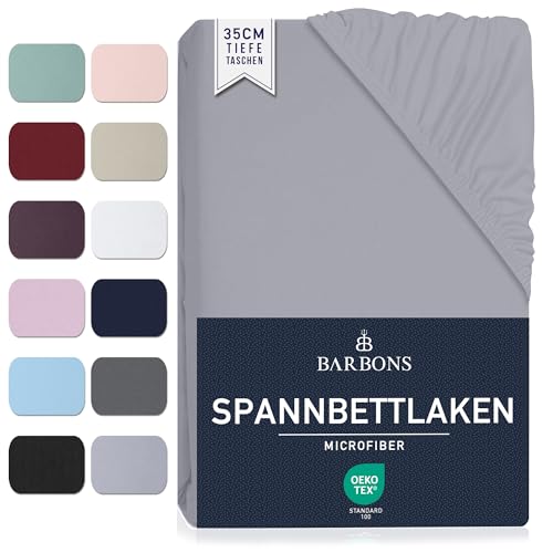 Spannbettlaken 160x200cm - Spannbetttuch Bettlaken Bettbezug (Hellgrau) – Ansicht 1