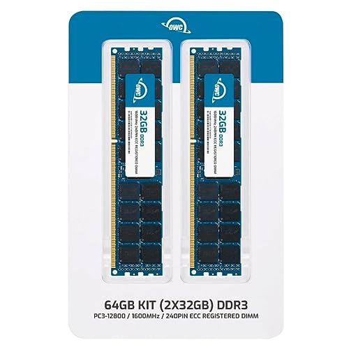 Image of OWC 64GB (2x32GB) DDR3 1600 PC3-12800 CL11 4Rx4 240-pin 1.5V ECC Registered DIMM Memory RAM Module Upgrade Kit for Select Workstations or Servers