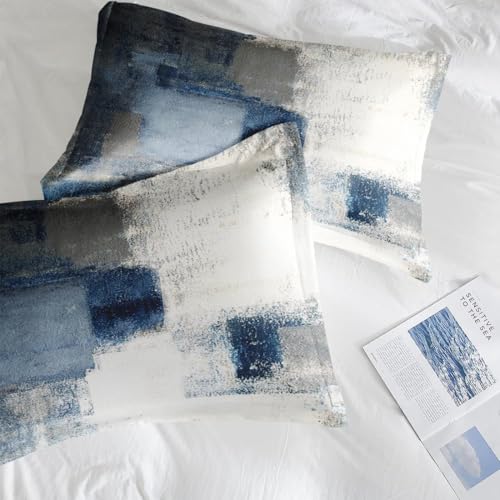Culudea SLL Blue Grey Painting Comforter Set Queen Size Bedding Set Abstract Gray Contemporary Includes Comforter & Pillowcase Bedding thumb #6