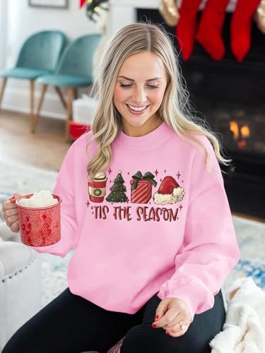 Christmas Sweatshirts for Women Funny Christmas Tree Xmas Cute Graphic Long Sleeve Shirt