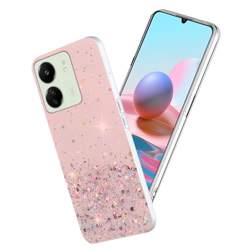 Coque à paillettes Xiaomi Redmi 13C rose pour briller en soirée avec style