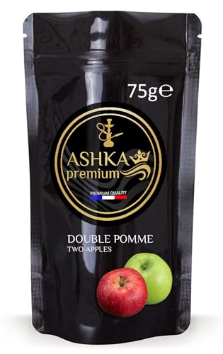Ashka Premium - Doypack 75g - Goût chicha Double pomme/Two Apples - gout chicha the double crunch saveur shisha flavour arome narguilé