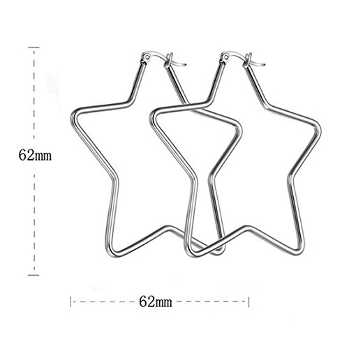 DIB Stainless Steel Star Hoop Earrings Large Shaped High Polished Dangle Earrings for Women Silver 62mm2