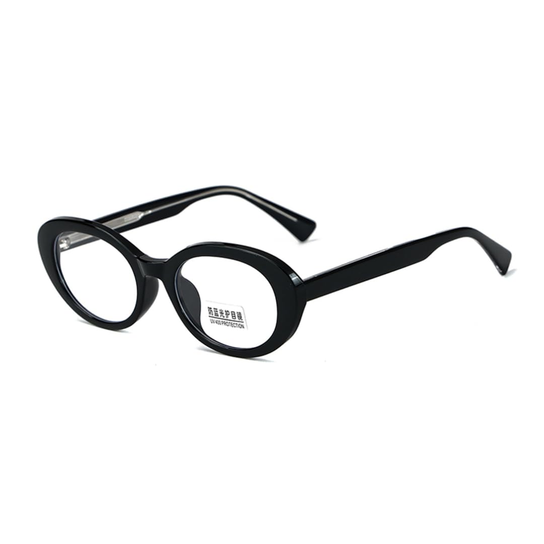 Occhiali ovali Tr90 anti luce blu, lenti trasparenti, occhiali da vista alla moda da donna, montatura in acetato (nero con lenti trasparenti)