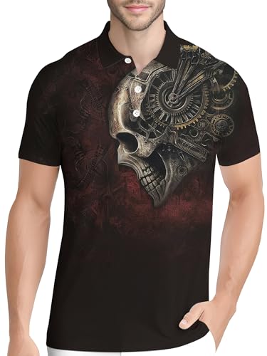 Image of PAGYMO Funny Golf Shirts for Men Crazy Printed Pattern Novelty Moisture Wicking Performance Mens Polo Shirt
