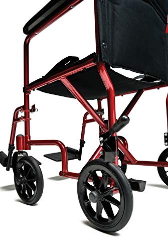 Everest & Jennings Transport Wheelchair, Lightweight & Foldable Transfer Chair, 19" Seat, Red #TOP6