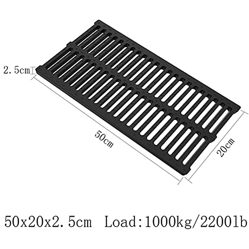 Drain Channel Strainers, Sewer Cover Grates, Kitchen Sewage Ditch,Trench Drainage, Linear Drain, Regular Trench Drain, for Garage Driveway Lawn (Color : Black, Size : 50x20x2.5cm)