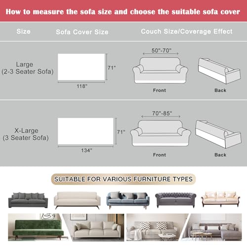 VM VOUGEMARKET Soft Warm Faux Fur Sofa Cover Thick Shaggy Fuzzy Sectional Couch Cover Plush Furniture Cover Fluffy Sectional Sofa Slipcover for Couch Sofa Bed(Grey,71" x 134")