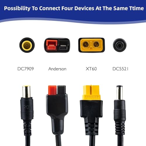 Leehitech 4 in 1 Solarladekabel Universal Solarstecker auf Anderson/XT60/DC7909/DC5521 Stecker Adapter Solar 12AWG/16AWG Kabel für Solarpanel, Tragbare Powerstation, Solargeneratoren, 1M