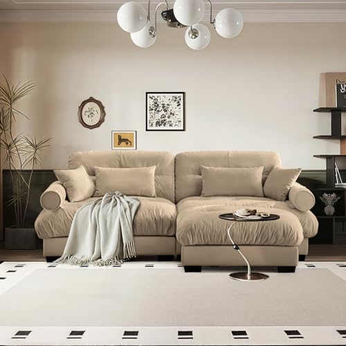 Image of SoarFlash L Shaped Couches for Living Room, Small Sectional Sofa Set with Reversible Chaise, Modern Designed Sleeper Sofas and Modular Couch Function, Suitable for Small Spaces in Apartment, Brown