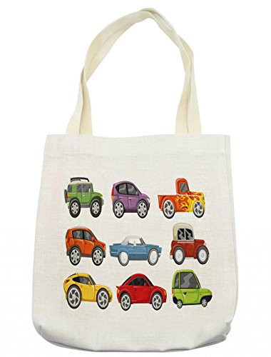 Lunarable Boy's Room Tote Bag, Race Cars Monster Truck Classics Urban Jeep Artistic