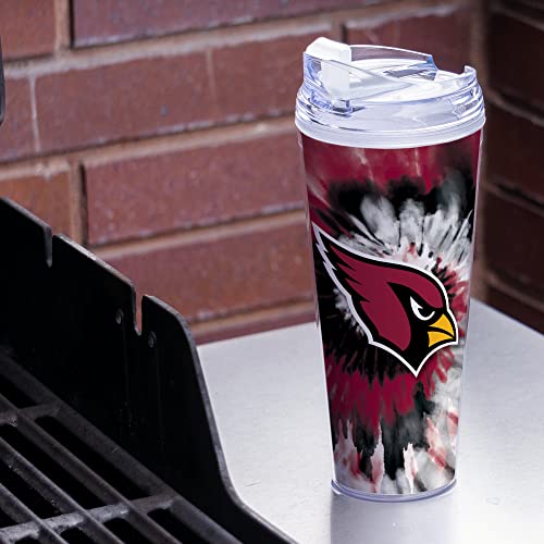 Image of Rico Industries NFL Football Glitter 24oz Acrylic Glitter Tumbler with Hinged Lid, Officially Licensed Double Wall Tumbler with Straw
