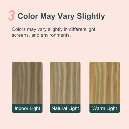 Image of Easyouth Ponytail Human Hair Extensions Wrap Around Ponytails Human Hair Golden Blonde Highlighted Light Blonde Straight Pony Tail Hair Extensions Add Volume for Women Party Wear 14Inch 70g