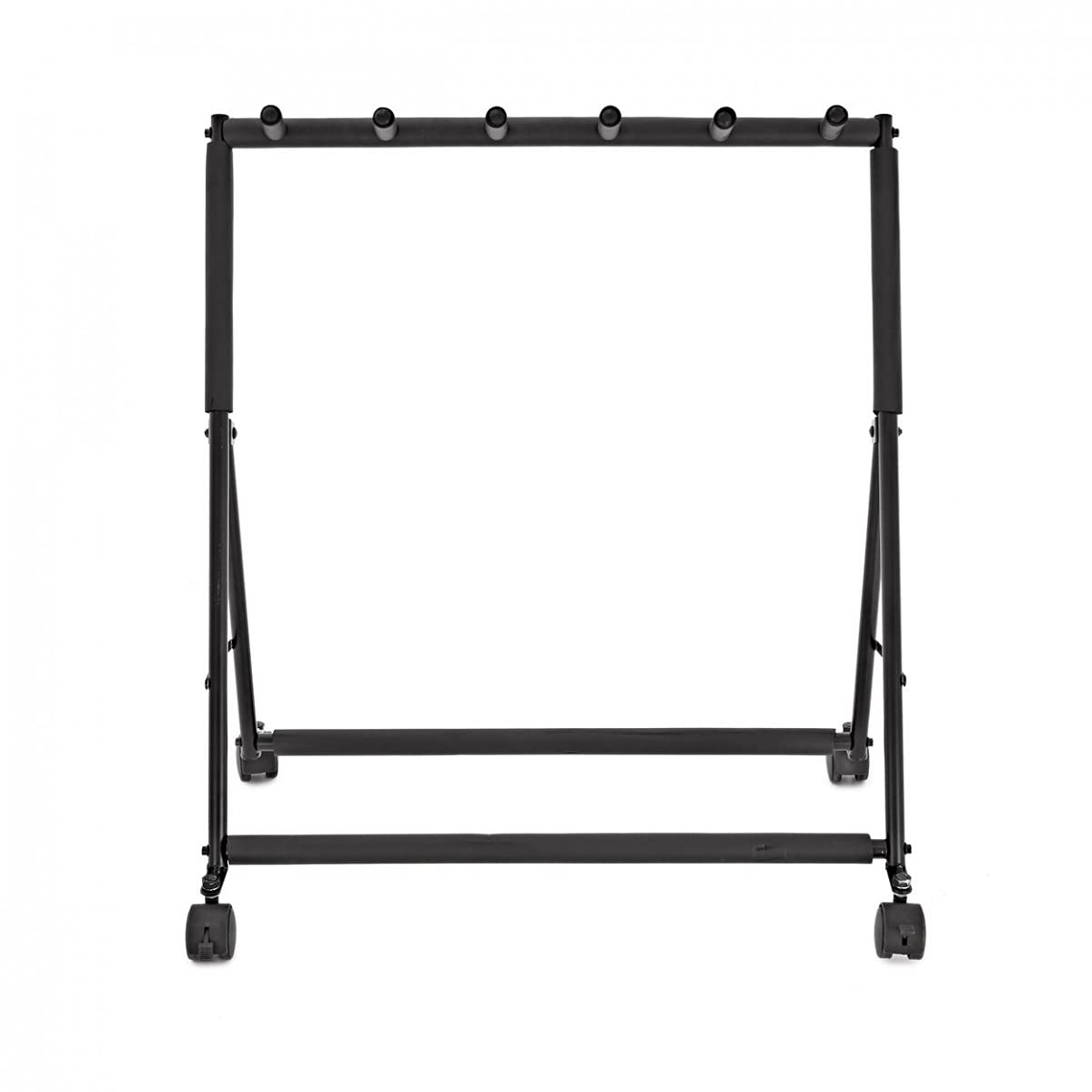 gear4music Support multi-guitare pour 5 guitares pliable avec roulettes