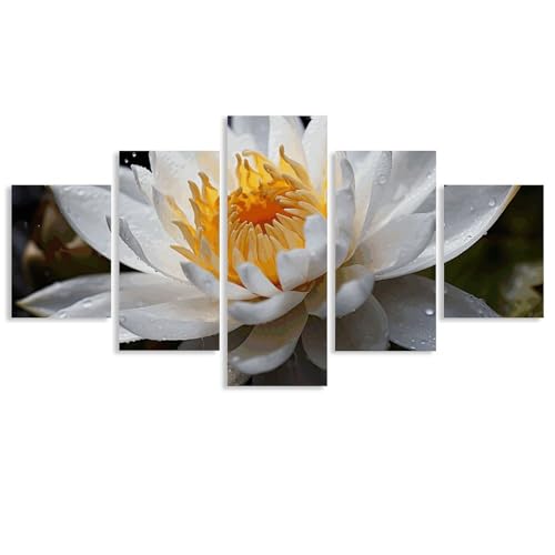 Toile de fleurs en 5 panneaux pour habiller un mur vide et illuminer un salon sombre