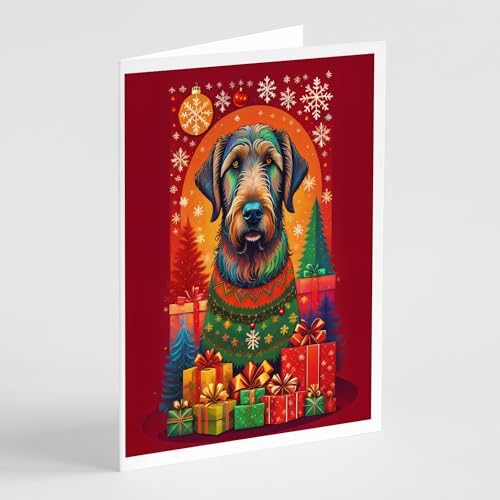 Caroline's Treasures DAC3109GCA7P Irish Wolfhound Holiday Christmas Greeting Cards Pack of 8 Blank Cards with Envelopes Whimsical A7 Size 5x7 Blank Note Cards