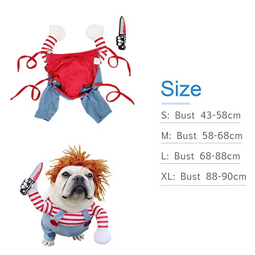 DECDEAL Roupa de cachorro de boneca mortal Trajes de Halloween para cães Trajes de cosplay de cachor