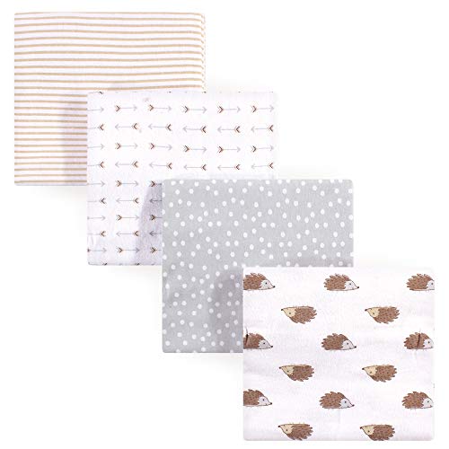 Image of Hudson Baby Unisex Baby Cotton Flannel Receiving Blankets, Hedgehog, One Size