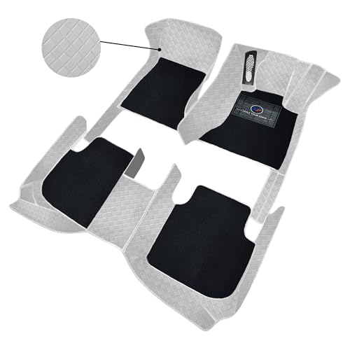 Image of Autofurnish Luxury 9D Car Mat Full Set for Mahindra XUV700 2021 || Luxury Leather Dual-Stitch Full Set 9D Car Floor Mat || 100% Waterproof || Color : Ice Grey