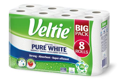 Foto von Veltie Küchenrolle Reines Weiß 8er Packung 2-Lagig