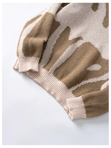 Floerns Girl's Colorblock Crew Neck Long Sleeve Pullovers Drop Shoulder Knitted Sweaters4