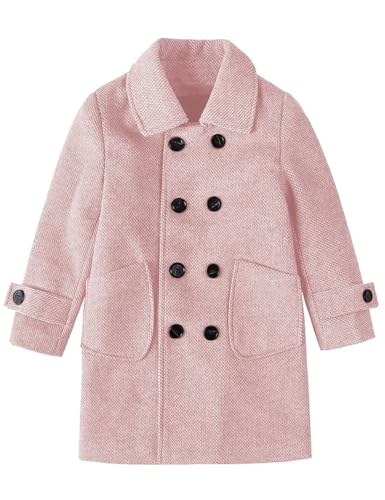 ONAXTDA Boys Double Breasted Pea Coat Kids Winter Turndown Collar Knee Long Overcoat 5-14 Years