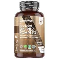 Organic Mushroom Complex - Mischung aus 8 Pilzen - 180 Kapseln mit Lions Mane Pilz, Reishi, Chaga, Shiitake, Cordyceps, Kurkuma, Ingwer, Maitake - BIO Pilz Komplex - Hericium Erinaceus von WeightWorld