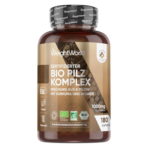 Organic Mushroom Complex - Mischung aus 8 Pilzen - 180 Kapseln mit Lions Mane Pilz, Reishi, Chaga, Shiitake, Cordyceps, Kurkuma, Ingwer, Maitake - BIO Pilz Komplex - Hericium Erinaceus von WeightWorld