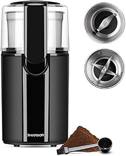 SHARDOR Coffee & Spice Grinders Electric, 2 Removable Stainless Steel Bowls for dry
