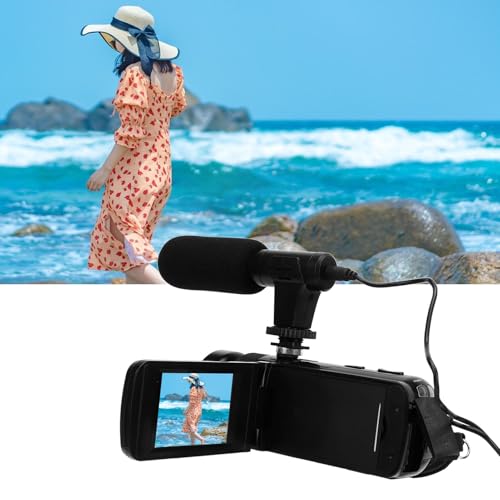 Kamera Wideo Kamera, Rejestrator Cyfrowy 1080P HD 16 MP, Kamera do Vlogowania z 16-krotnym Zoomem, Kamera Handycam z 3-calowym Ekranem z Odchylanym Ekranem i Mikrofonem