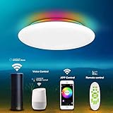 2. Bluetooth-Lautsprecher und farbwechselnde Lichter: Bluetooth-Technologie und Fernbedienung können Helligkeit und Farbe anpassen, um eine gute Atmosphäre für Ihren Wohnraum zu schaffen. Sie können die Uhrzeit in der APP einstellen und die LED-Musikdeckenleuchte als Wecker verwenden, um die LED-Deckenleuchte im Wohnzimmer ein- und auszuschalten. Das farbwechselnde Licht kann als Lautsprecher verwendet werden, um Musik und Geschichten für Babys abzuspielen