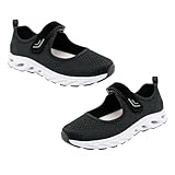 ORFOFE Slip Sports Sneakers Damen Atmungsaktiv Leicht Elastische Sohle Komfortable Freizeitschuhe Mittelalte Frauen Reise und Walking Schuhe Schwarz