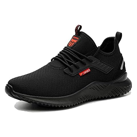 Work Shoes Men's Lightweight Steel Cap Women's Safety Shoes Kevlar Midsole Breathable Work Shoes, 06 Black, 9 UK Cover