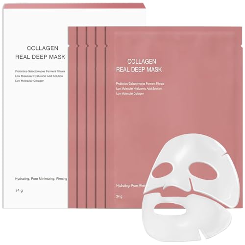 Bio Collagen Mask Korean, 5Pcs Bio Collagen Maske Overnight, Hydratisierende Übernachtmaske, Anti-aging Kollagen Gesichtsmaske, Lösliche Collagen Night Wrapping Mask Sheet Mask