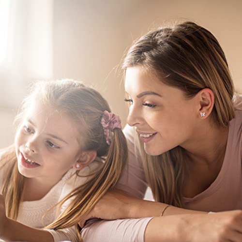 THUNARAZ Hypoallergenic Screwback Earrings Studs for Girls Women 316L Stainless Steel Cute Heart Hoop Earrings CZ Butterfly Turtle Screw Back Stud Earrings 20G2